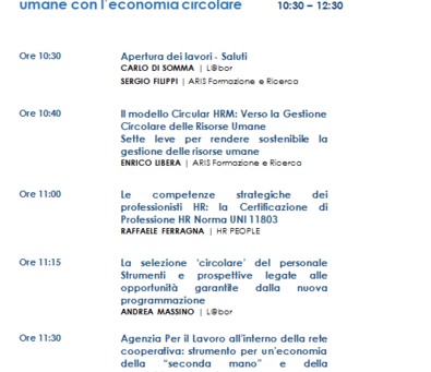 EVENTO ONLINE - ALLINEARE LA GESTIONE DELLE RISORSE UMANE CON L'ECONOMIA CIRCOLARE