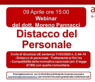 WEBINAR GRATUITA "DISTACCO DEL PERSONALE"