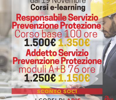 DAL 19 NOVEMBRE I CORSI RSPP E ASPP IN E-LEARNING