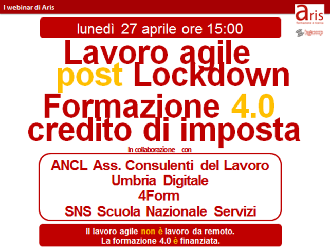 WEBINAR GRATUITA "LAVORO AGILE POST LOCKDOWN"